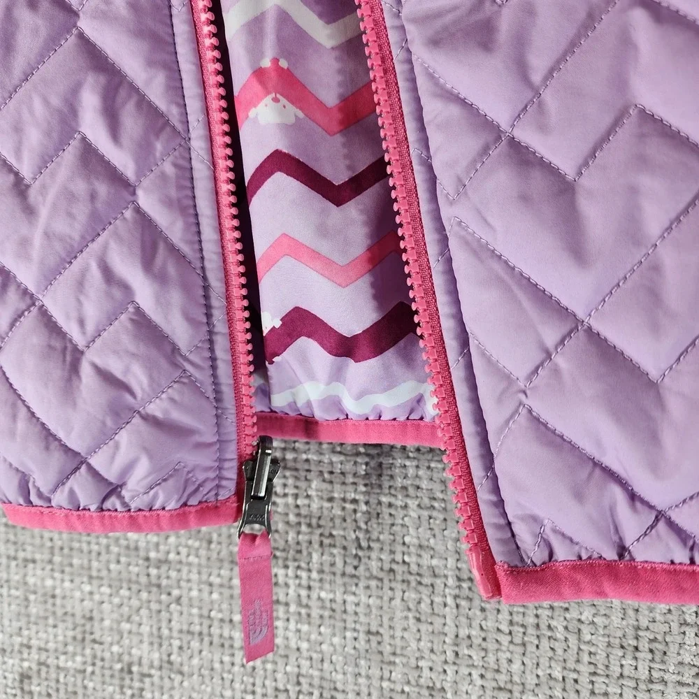 The North Face Reversible Hooded Puffer Jacket Infant 3-6mo Purple Zig-Zag Bears